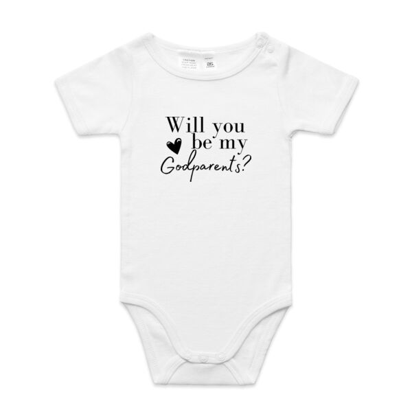 Black "Will You Be My Godparents?" Onesie Thumbnail